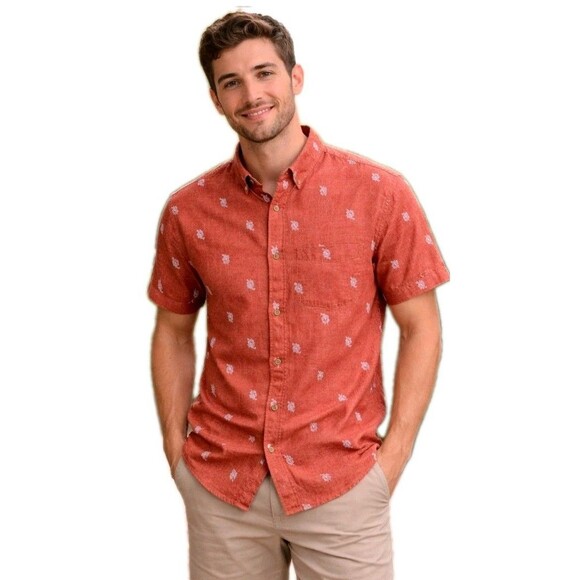 urban pipeline Other - URBAN PIPELINE Mens S Lobster Graphic Button 100% Cotton Shirt Heathered Red